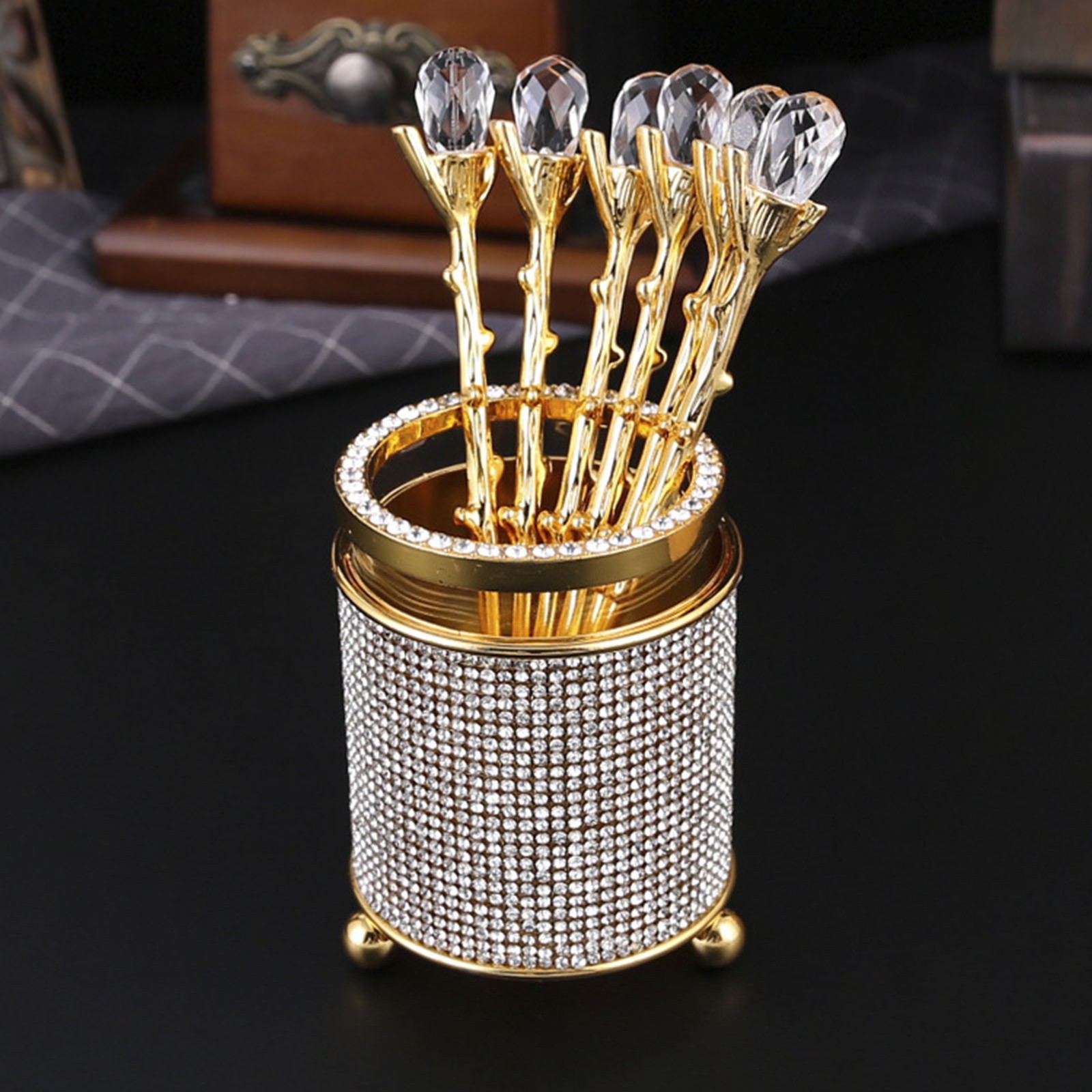6Pcs Gold Dessert Spoons Set For Fruit Mixing Ice Cream Easy To Use