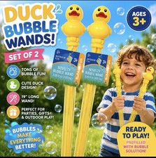 Duck Bubble Wand Set of 2 Yellow Novelty Bubble Toys 19  Outdoor Fun