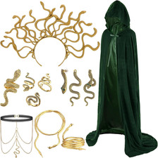 10 Pcs Halloween Medusa Costumes Set Gold Snake Jewelry