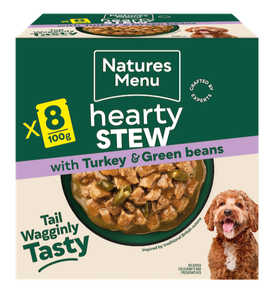 Natures Menu Hearty Stew Pouches Turkey + Green Bean Wet Adult Dog food 8 x 100g