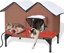 Large Heated Cat House for Outside in Winter, Elevated Insulated Heated Outdoor