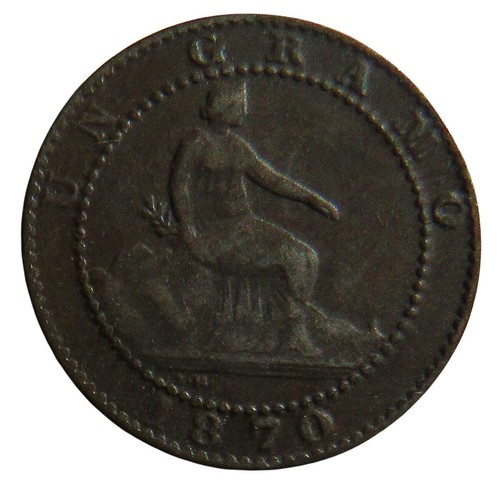 1870 Spain One Centimo Coin