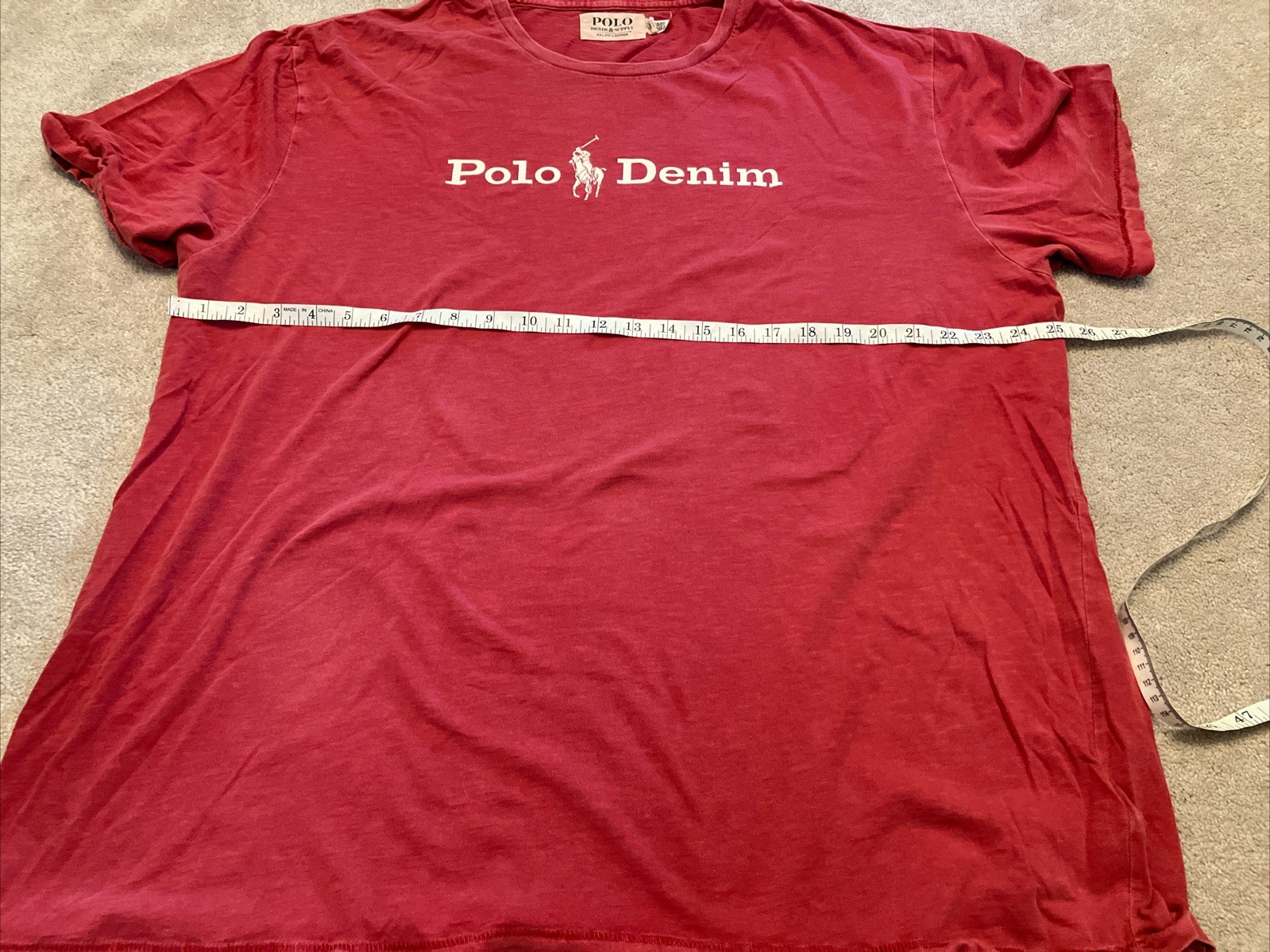 T shirt vintage Polo Ralph Lauren Denim & Supply rossa 2XB XXL 2XL pony