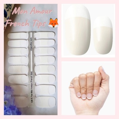 Lily And Fox Nail Fox Nail Strip Polish Wraps 16ct Mon Amour French Tips  