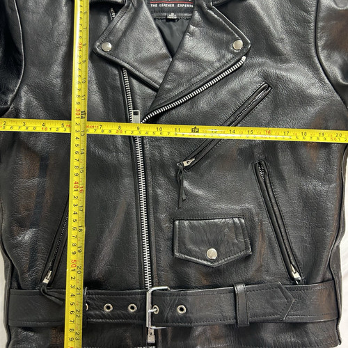 Vintage Wilsons Lederjacke mit Gürtel Biker Motorradfahrer schwarz Small - Bild 3 von 15