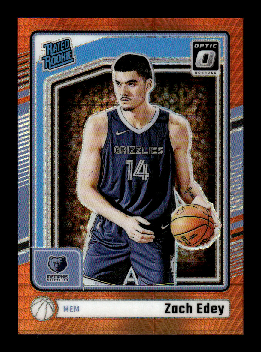 2024-25 Panini Donruss Optic Zach Edey #288 Rated Rookie Hyper Orange /299