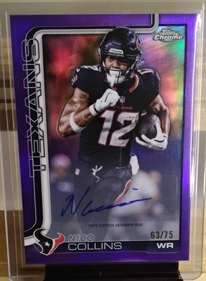 2025 Topps Chrome Purple REFACTOR/75 Auto Nico Collins Texans AUTOGRAPH SP MINT