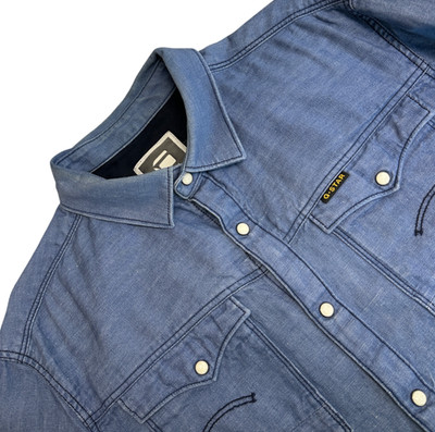 G-Star Arc 3D Jeanshemd Herren Gr. L Blau Langarm Slim Snap Western Cowboy
