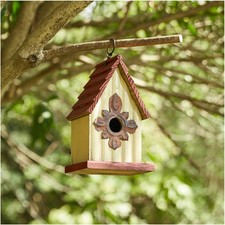 9-inch H Wooden Hanging Garden Birdhouse for Outside Bluebird Finch House
