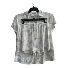 Soma Pajama Set Short Sleeve Button Up Shorty Bottoms M