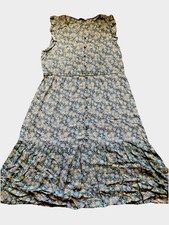 Sonoma Womens XXL Sun Dress Floral Cottagecore Pockets Green Boho Button Ruffle 