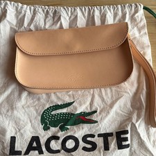 Borsa pochette LACOSTE LIVE beige design patta logo stile pelle usata