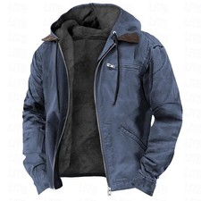 Winter Hooded Coat With Pockets Fashion Warm Fleece Zip-up Jacket Casual Outwear