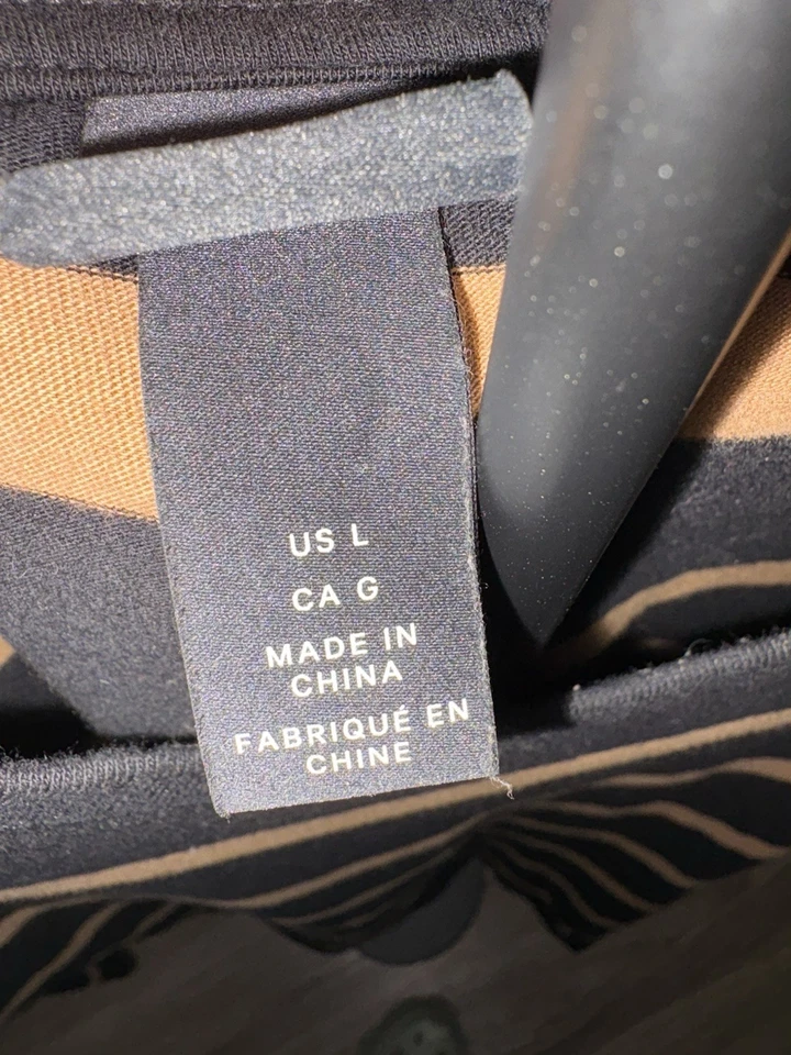 Camiseta H&M Marrón y Negro Rayas Manga Larga Talla L Informal Streetwear Foto 3 de 4