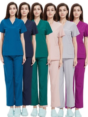 Medical Scrub Suit S-3XL Doctors Uniform ER Nurses Dentist Workwear Set