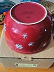 Longaberger Falling Snow 9” Mixing Bowl 31955 Christmas Red  Snowflakes Pottery
