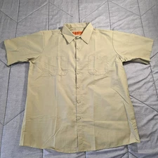 Red Kap Men's Size XL Work Shirt Button Up Beige Short Sleeve Chest Pockets NEW
