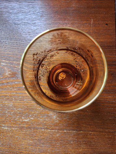 Vecchia Murano Hand-Blown Glass Amber 24 Karat Gold Trim Sticker Marked Vintage - Picture 7 of 13