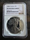 1998 American Silver Eagle NGC Grade PF70 .999 Fine Silver
