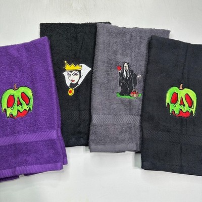 Evil Queen Poison Apple Embroidered Hand Towel Set Bathroom Home Decor Villain