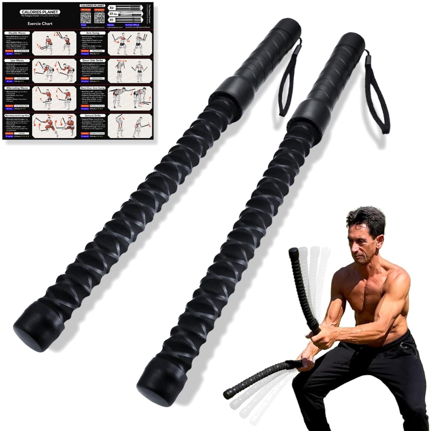 X1 Ropeless Battle Rope Weighted for Home Gym, HIIT Workouts, Low-Impact Card...