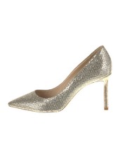 JIMMY CHOO Abel 100 Metallic Gold Leather Glitter Pumps Size 6 IT 36 Good Cond