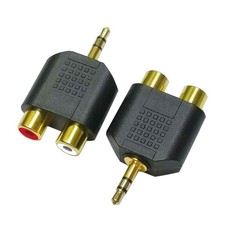 HTDYOO 3.5mm TRS Male to Dual RCA Female Stereo Audio Adapter, 2 Pack Black