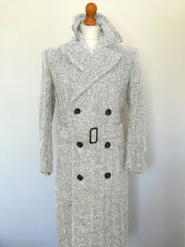Кашемир Herringbone Мужская пальто длинный Куртка Твид повседневный открытый износ пальто - Изображение 4 из 4