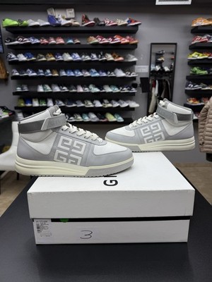 Givenchy G4 High-Top Grey White Leather Sneaker Shoe Trainer Size 44 / 11 US  