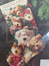 Dimensions Christmas Holiday Needlepoint Stocking Kit TEDDY TOGETHERNESS Bear