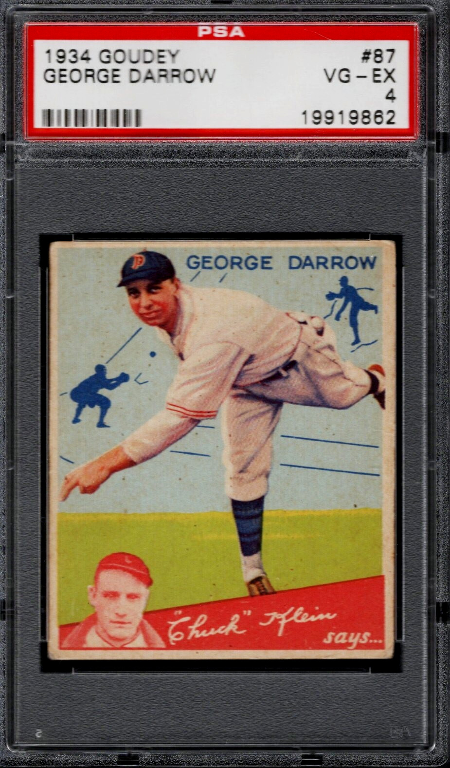 George Darrow #87 Baseball Cards 1934 Goudey trading card — raw and PSA graded price guide