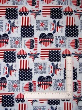 Patriotic Fabric By The Yard Hearts Anthem US Flag Home Brave Cotton Wilmington