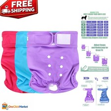 3 Pack Washable Dog Diapers - Perfect for Small Female Dogs in Heat