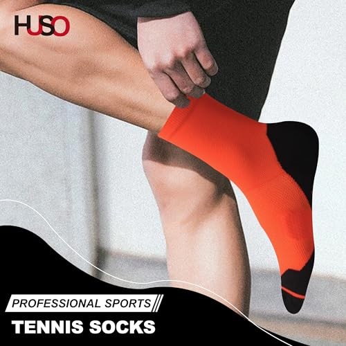 Herren Damen Tennis Socken, Performance Sport Knöchel Kompressionsstrümpfe orange - Bild 3 von 6