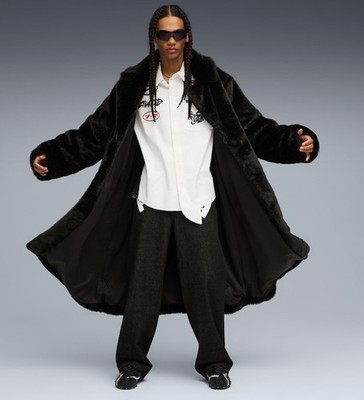 PUMA A$Ap Rocky X  Flacko Fur Button Up Coat Mens Black Size L