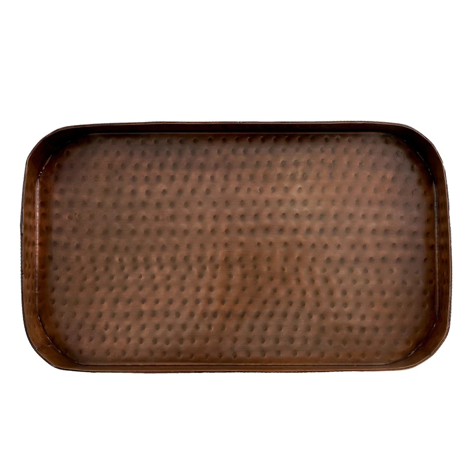 Antigua bandeja holandesa oblonga de cobre antigua con asas de latón fundido Foto 4 de 4