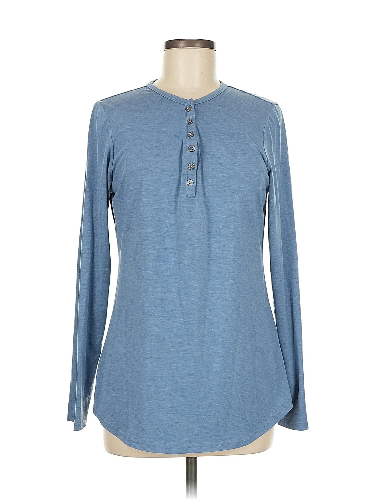 Ouges Women Blue Long Sleeve Henley M - image 1