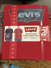Levi's Boys 2 Pack T-Shirts M 8 Red Navy Cotton Short Sleeve Graphic Logo