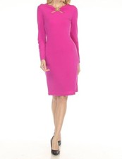 Joseph Ribkoff Gathered Keyhole Neck Mini Dress Cosmo Purple