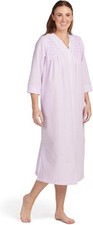 Miss Elaine Long Seersucker Women's Robe, Pockets, Zipper Front, Lilac - Medium