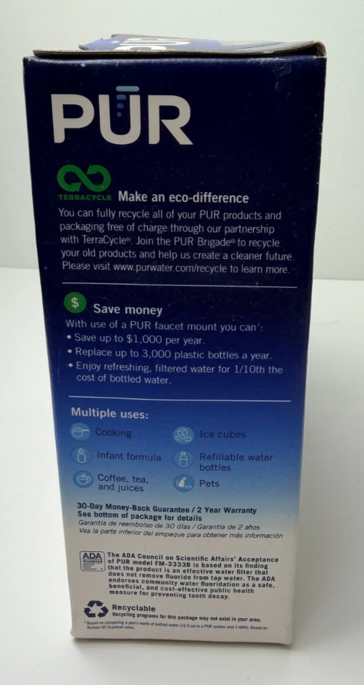 PUR Filter Water Filtration System Faucet Mount White Finish NIP FM-3333B NEW - Image 3 of 4