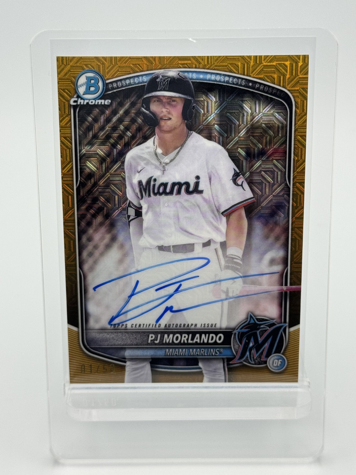 2025 Bowman Megabox Mojo GOLD PJ Morlando AUTO 1st of 50! Miami Marlins #BMA-PM