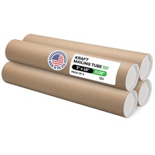 Cardboard Mailing Tubes 3" x 18" with Plastic Caps Pack of 4 USPS Approved