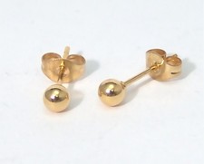 Ball Stud Earrings Yellow Gold PVD Hypoallergenic Surgical Steel 4mm Carded