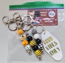 4PCS Fun Beaded Keychains, Good Vibes Only