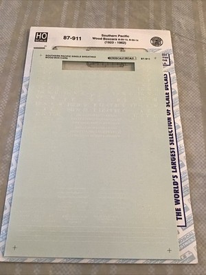 Microscale Decals HO Scale 87-911: Southern Pacific Wood Boxcars 1923-62 PARTIAL