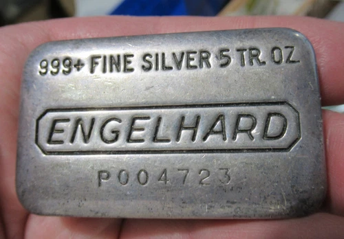 Engelhard Vintage 5 Troy Ounce 999+ Silver Bar #P004723