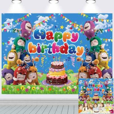 Oddbods Party Supplies Birthday Backdrop Banner Poster Birthday Gift 7x5ft