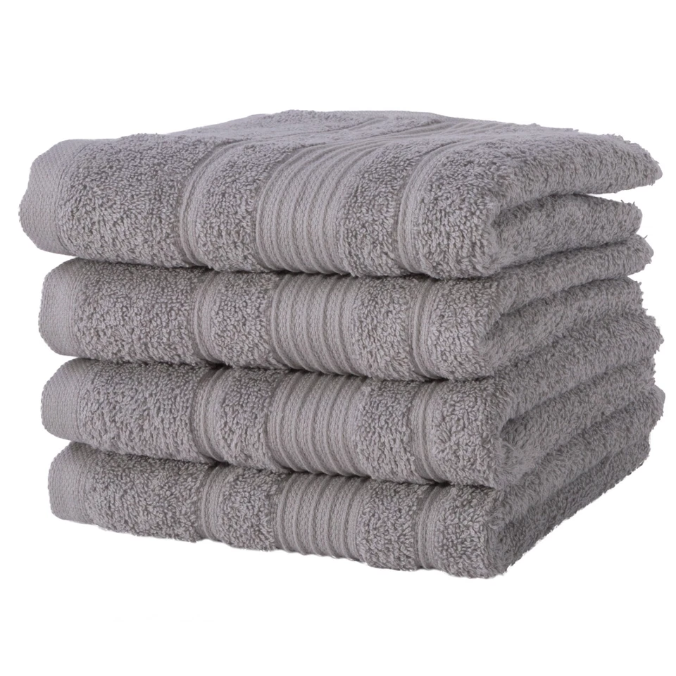 NUEVO JUEGO DE TOALLAS DE 8 PIEZAS DE ALGODÓN TURCO PURO LUJO ULTRA SÚPER SUAVE COLOR GRIS Foto 3 de 4