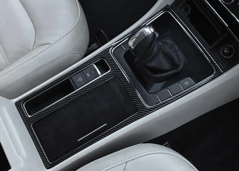 适用于大众帕萨特 B7 2011 - 2015 钢碳纤维控制台换档水杯框架装饰 — 第 4/4 张图片